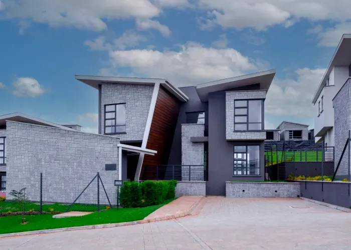 Daylit modern staircase with siding in 4BR townhouse at Tilisi Views Limuru Town Kenya